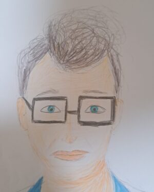 Expressive acrylic portrait of a father