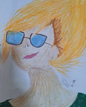 Anime-inspired portrait of a girl with wild hair